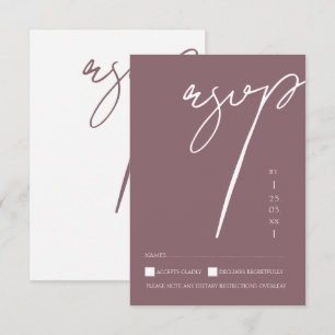 Cartão RSVP Casamento com Tipografia Roxo Minimalista