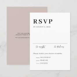Cartão RSVP Casamento com Tipografia Serif Script Minimalista 