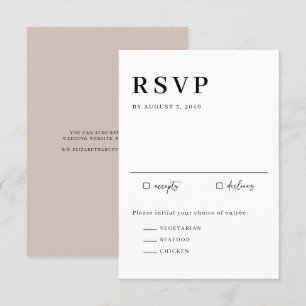 Cartão RSVP Casamento com Tipografia Serif Script Minimalista 