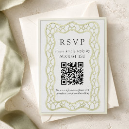 Cartão RSVP Casamento com Treliça Verde Sálvia Francesa