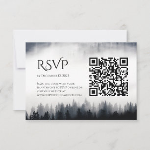 Cartão RSVP Casamento com vegetação nebulosa mínima