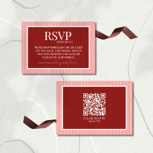 Cartão RSVP Casamento Contemporâneo Elegante em Rosa e Vermelh