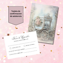 Cartão RSVP Casamento Conto de Fadas Espanhol Branco