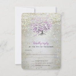 Cartão RSVP Casamento Conto de Fadas Lavanda Luzes e Estrelas