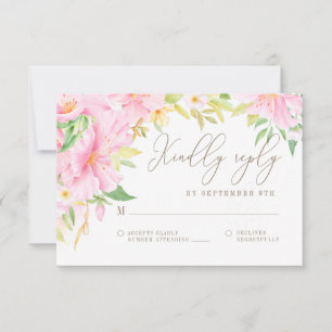 Cartão RSVP Casamento Cor de Água Pinta-Rosa Elegante Monogra