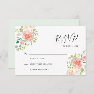 Cartão RSVP Casamento cor-de-laranja-rosa-esbranquiçada com co
