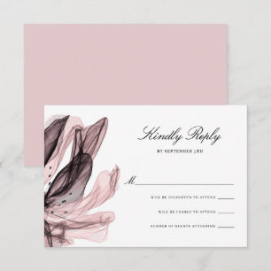 Cartão RSVP Casamento Cor-de-rosa com Enfumaçado de Flores El