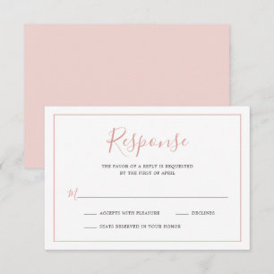 Cartão RSVP Casamento Cor-de-Rosa Espelho Elegante Formal de F