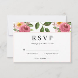 Cartão RSVP Casamento Cor Flórida Floral Rosa Esbranquiçada