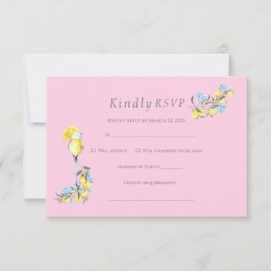 Cartão RSVP Casamento Cor Pastel Ousada de Citrino em Aquarela