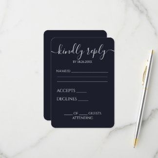 Cartão RSVP Casamento Cor Sólida Minimalista Personalizado