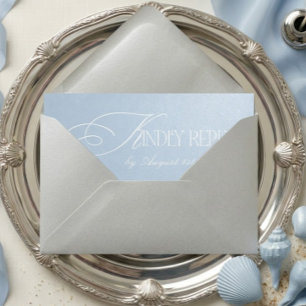 Cartão RSVP Casamento Costeira Azul Pó QR