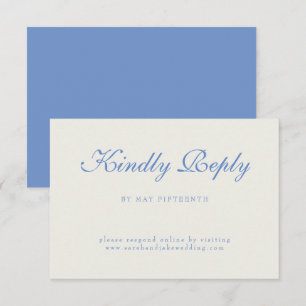 Cartão RSVP Casamento Creme com Texto Azul