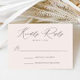 Cartão RSVP Casamento Creme Elegante Moderno