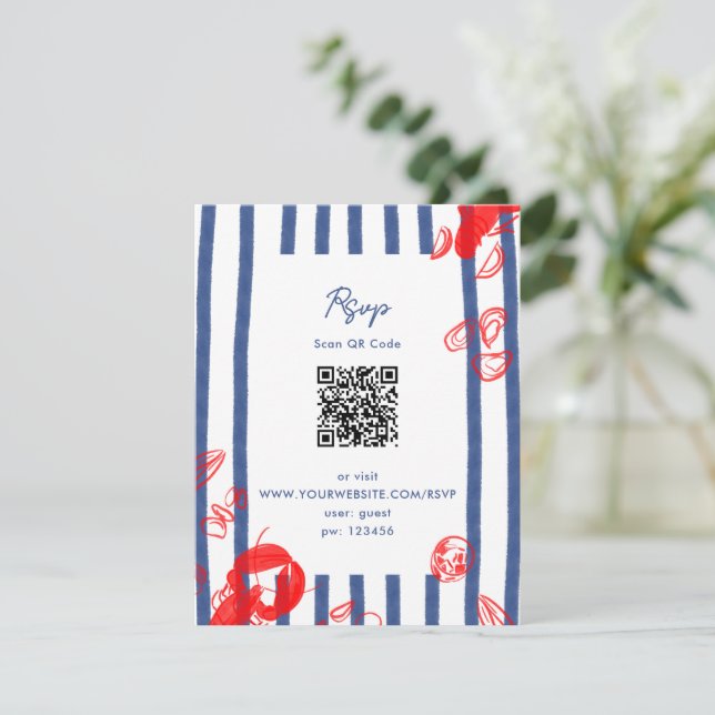 Cartão RSVP Casamento da Costa Leste de Ostras de Lagosta de M (Em pé/Frente)