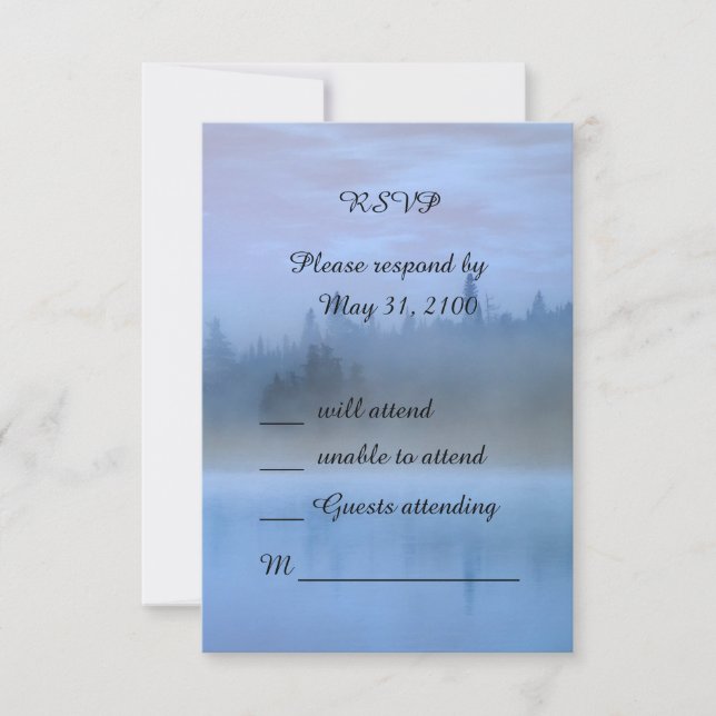 Cartão RSVP casamento da floresta azul poeirenta (Frente)