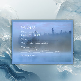 Cartão RSVP casamento da floresta azul poeirenta