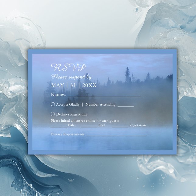 Cartão RSVP casamento da floresta azul poeirenta (Criador carregado)