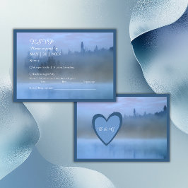 Cartão RSVP casamento da floresta azul poeirenta