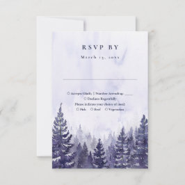 Cartão RSVP Casamento da Floresta de Pinheiros Roxos com Aquar