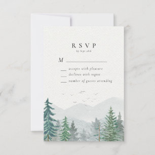 Cartão RSVP Casamento da Floresta do Pinho da Montanha Rustic 