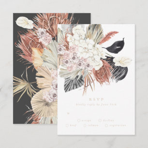 Cartão RSVP Casamento da Selva Floral da Grama de Creme Charca