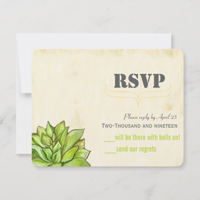 Cartão RSVP Casamento da Tipografia Moderna Rustic Cactus Succ (Frente)