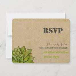 Cartão RSVP Casamento da Tipografia Moderna Rustic Cactus Succ