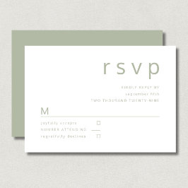 Cartão RSVP Casamento da Tipografia Verde de Sage Minimalista