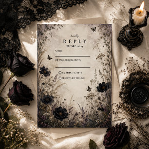Cartão RSVP Casamento Dark Boho Goth