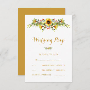 Cartão RSVP Casamento das Flores de Verão Decorativas