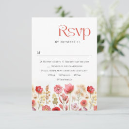Cartão RSVP Casamento das Flores Selvagens do Pastel Rosa Boho