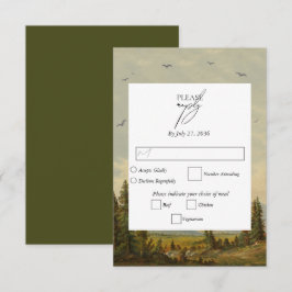 Cartão RSVP Casamento das Montanhas da Floresta de Pinheiros d