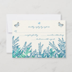 Cartão RSVP Casamento de Abelhas de Teal Blue Wildflower