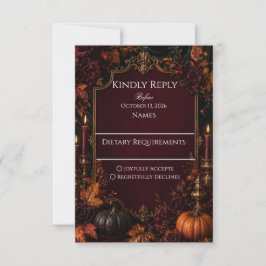 Cartão RSVP Casamento de Abóbora Outonal Gótico