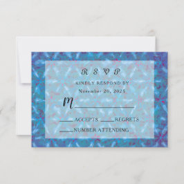 Cartão RSVP Casamento de Abstrato de Aquarela Azul Elegante