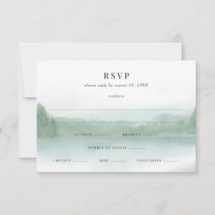 Cartão RSVP Casamento de abstrato Lago e Árvores de Mola de Ág