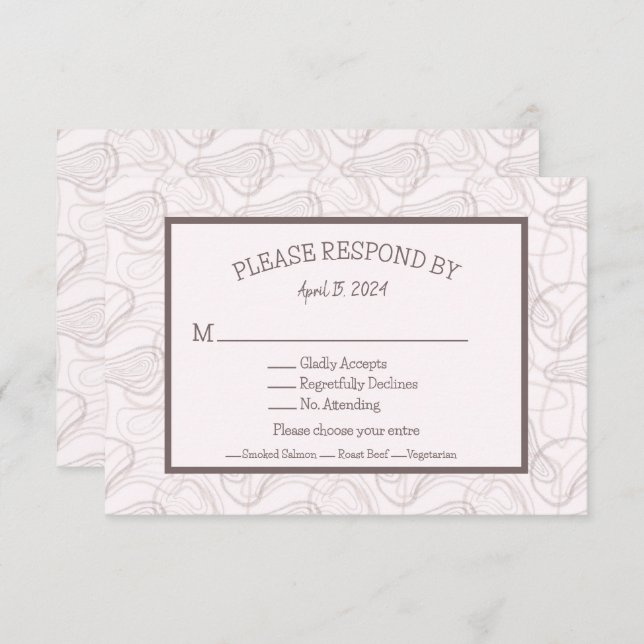 Cartão RSVP Casamento de Abstrato Pale Burgundy (Frente/Verso)