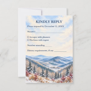 Cartão RSVP Casamento de Água-forte de Inverno Personalizado B