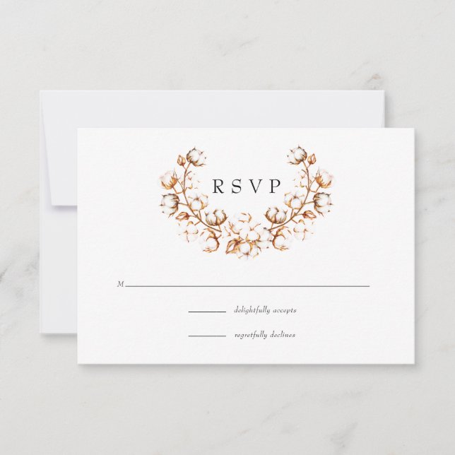 Cartão RSVP Casamento de Algodão Boho (Frente)