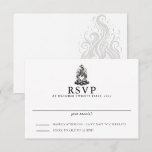 Cartão RSVP Casamento de Amor em Torno da Fogueira