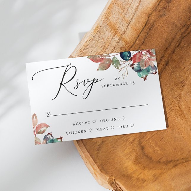 Cartão RSVP Casamento de amora de cachoeira. Jardim Floral (Criador carregado)