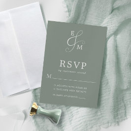 Cartão RSVP Casamento de Ampersand Verde de Sage Moderno