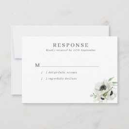 Cartão RSVP Casamento de Anêmonas de Aquarela de inverno