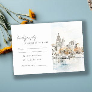 Cartão RSVP Casamento de Aquarela de Kansas City Missouri