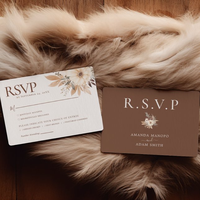 Cartão RSVP Casamento de Aquarela de outono Elegante (Criador carregado)