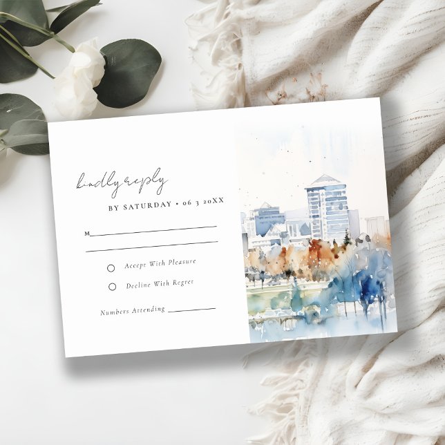 Cartão RSVP Casamento de Aquarela de San Jose California (Criador carregado)
