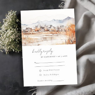 Cartão RSVP Casamento de Aquarela de Utah, no lago de sal míni