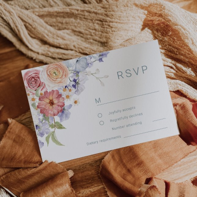 Cartão RSVP Casamento De Aquarela Floral Botânica Incrível (Criador carregado)