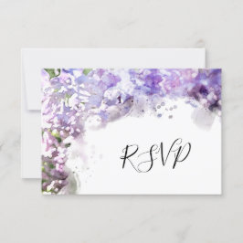 Cartão RSVP Casamento de Aquarelas de Flores Liláticas Roxas